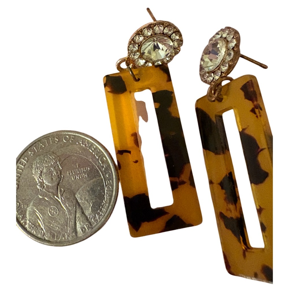 Tortoise Shell and Crystal Drop Earrings